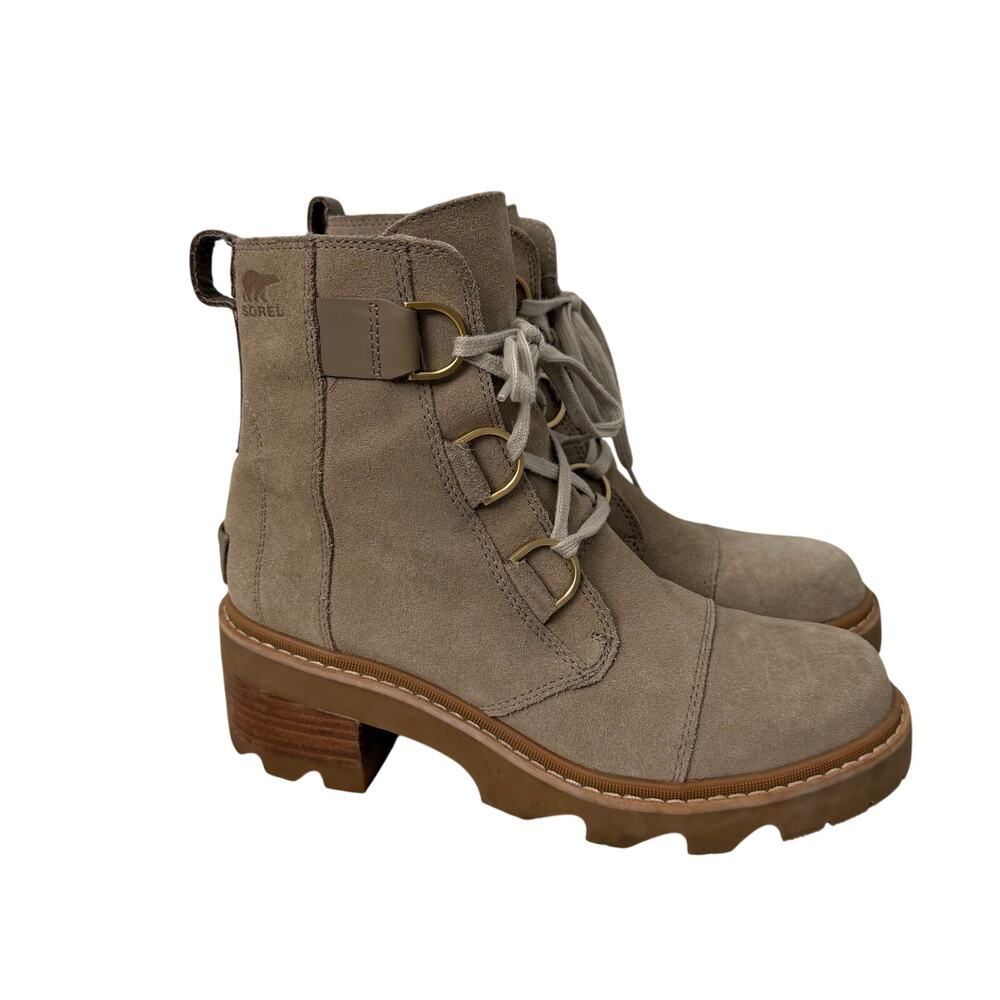 Sorel Joan Now Lace Boot Womens Size 10 Brown Taupe Suede